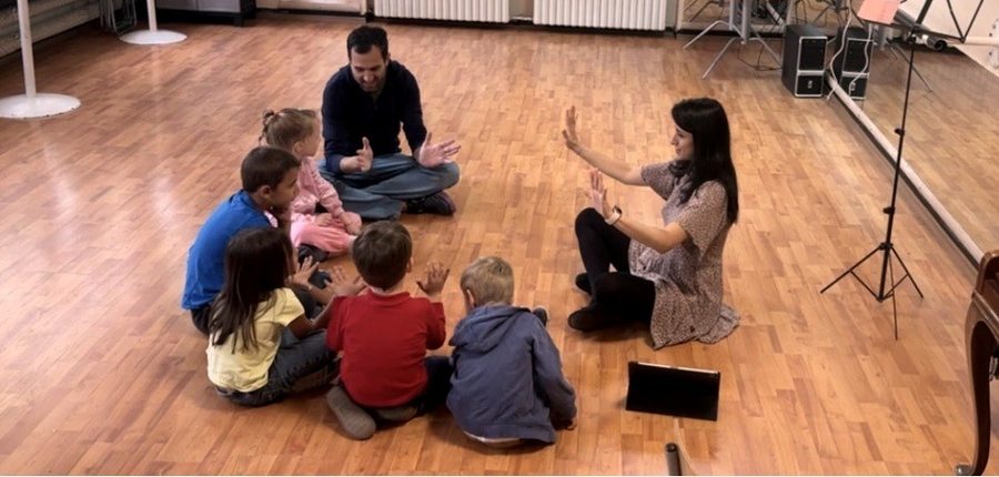 Siliana teaching a group of children